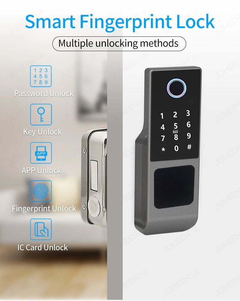 Fingerprint Gate Door Lock TUYA WIFI Outdoor Waterproof Smart Lock With Remote Control TTLOCK App Card Eletronico Digital Lock