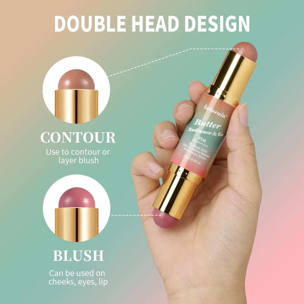 Tidesmit Double-Headed Bronzer Blush Stick in shade swatch detail view for matte contour and glossy glow makeup