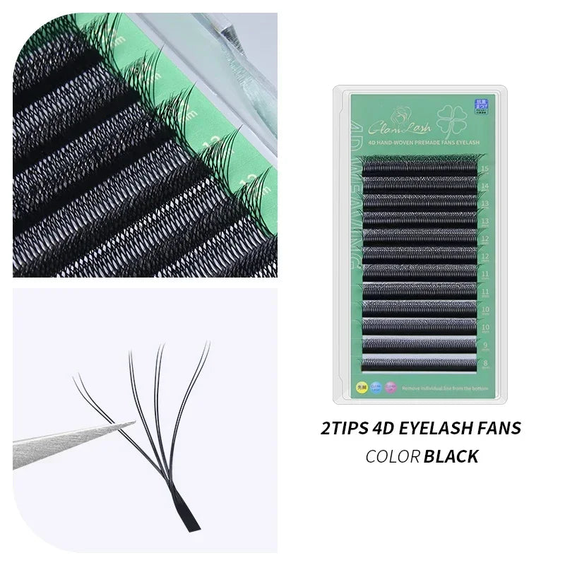 GLAMLASH 4D5D W Shaped Eyelash Extension Premade Volume Fans W Style Lashes Faux Mink Soft Easy Faning Natural Lashes False Eyelashes 2tips 4D W Black Tidesmit