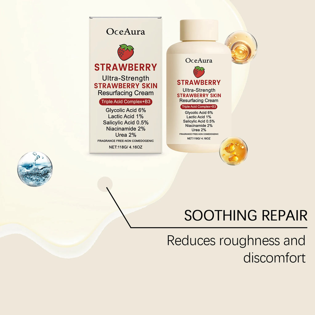 Strawberry Body Cream with Niacinamide and Salicylic Acid for Smooth Skin Gentle Exfoliating Lotion Lightweight Dry Rough Skin