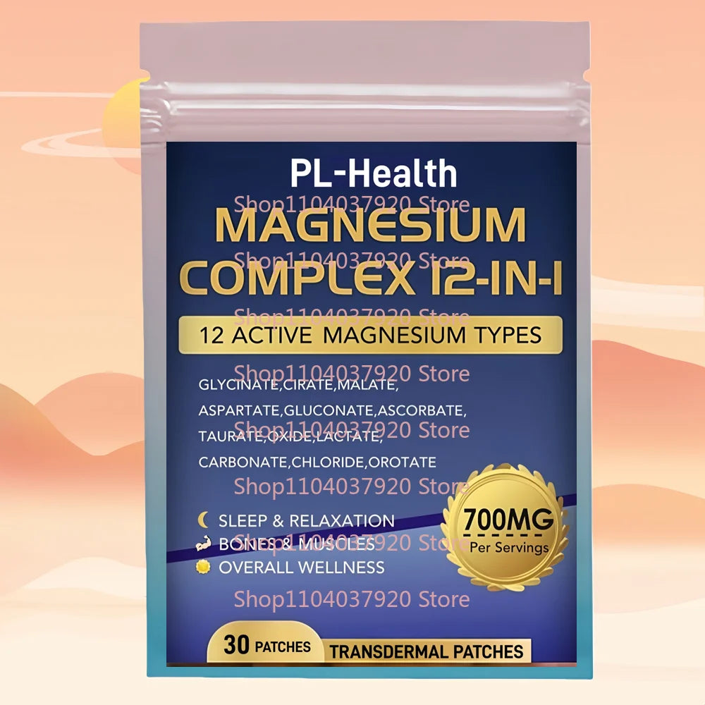 30 Patches Magnesium Complex Transdermal Patches with Glycinate, Citrate, Malate for Sleep, Muscle Relaxation, Heart Health