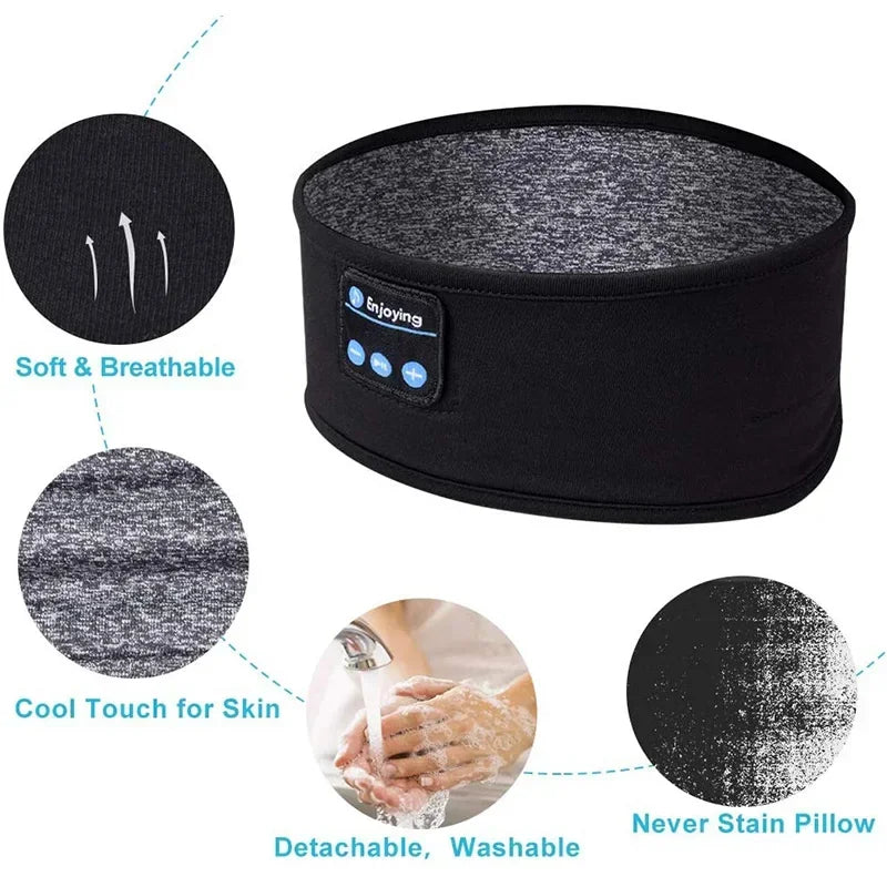 Bluetooth Sleep Headband - Soft Wireless Music Mask for Sleeping Tidesmit
