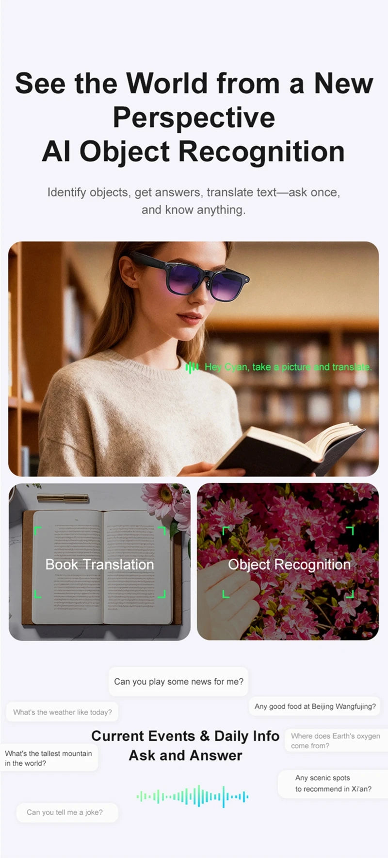 Smart Glasses with 8K Camera, Bluetooth Audio & 3-Lens Set Tidesmit