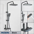 Rozin Black Digital Display Shower Faucet Set Piano Style Rainlfall Bathroom System Grey Digital Mixer Tap Bidet Shower