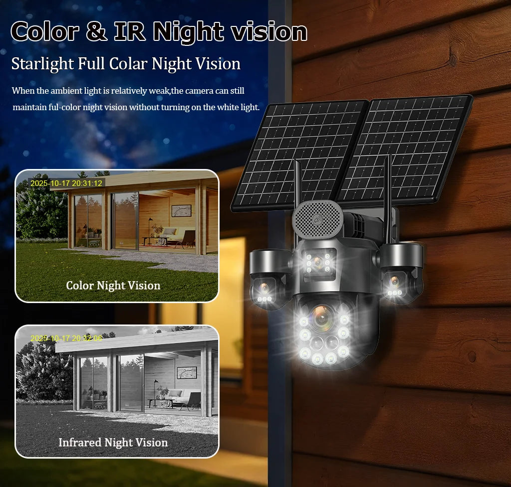 4G Solar Surveillance Camera 4‑Lens 60X Optical Zoom Human Tracking 31200MAH Battery 24‑Hour Recording Outdoor Security Cameras