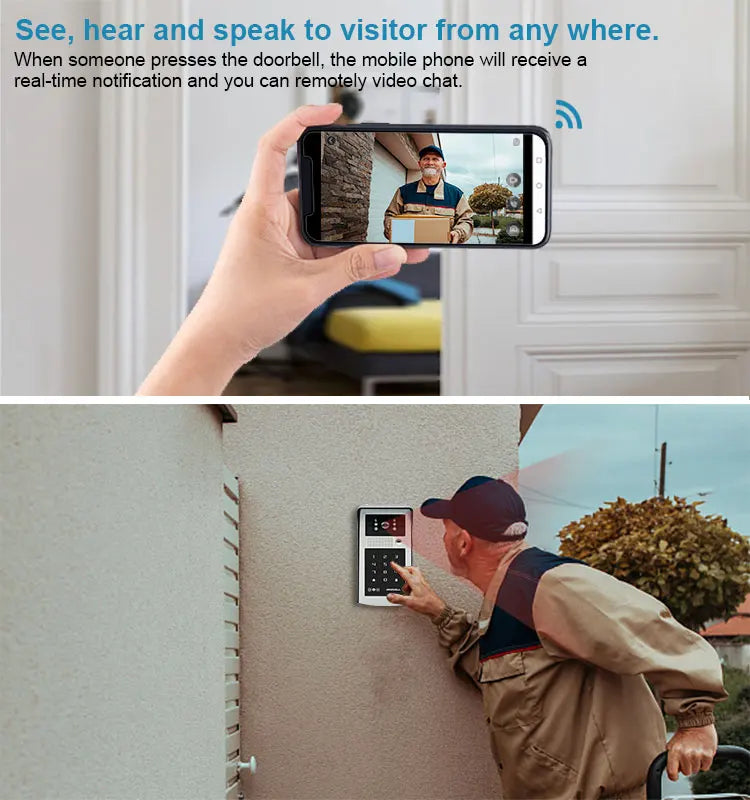 2MP 1080P Tuya APP WIFI Rifd Password TCP/IP Video Door Phone Wide Angle Intercom Visual Doorbell  Door Entry Camera