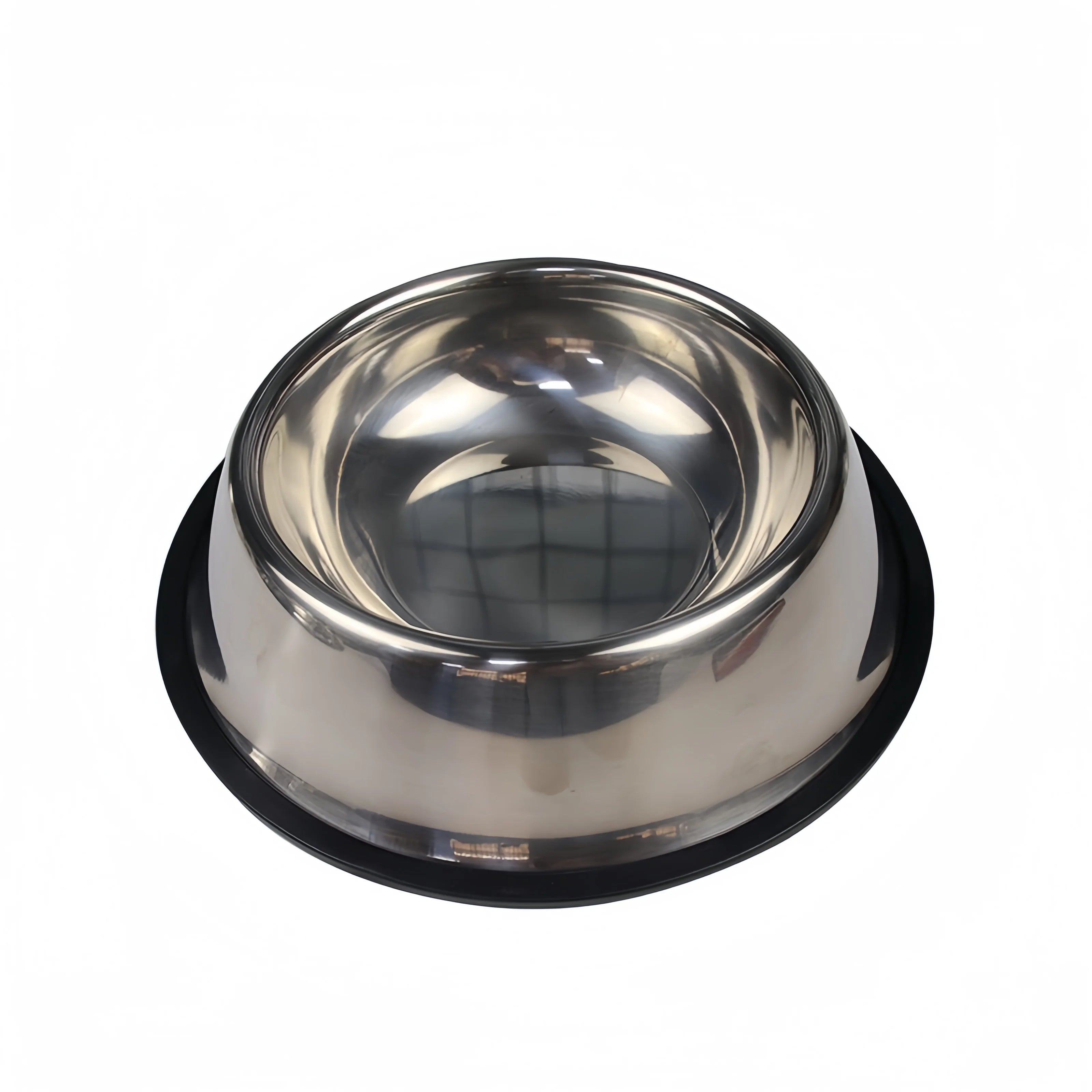 Durable stainless steel pet bowl for dogs and cats. Easy to clean metal feeder with non-slip base for food or water.