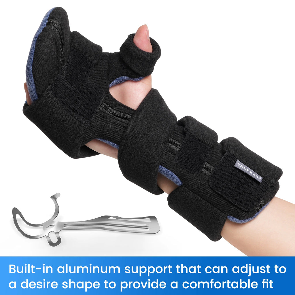 VELPEAU Hand Splint Adjustable for Carpal Tunnel Syndrome, Sprain and Arthritis, Wrist Brace Immobilizer Fixs Finger in Stroke
