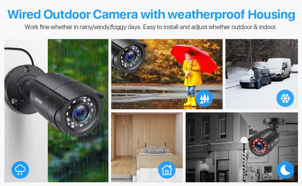 ZOSI 1080P 4 Pack HD TVI Security Cameras Outdoor Indoor Weatherproof Bullet Surveillance Camera for Analog CCTV DVR System