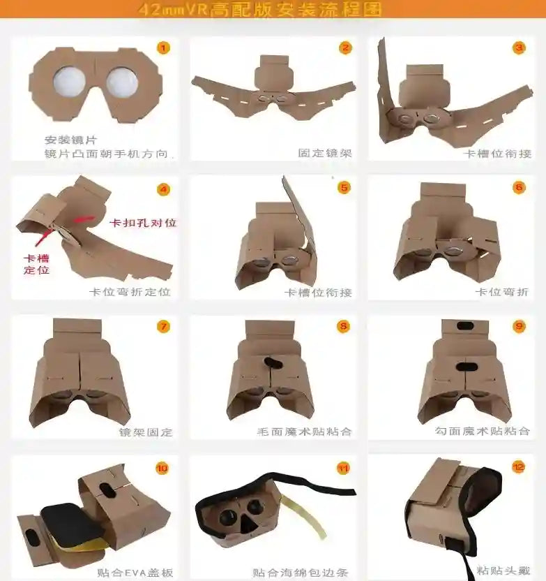 Google Cardboard VR Headset - 25mm Lens Smartphone Virtual Reality Viewer Tidesmit