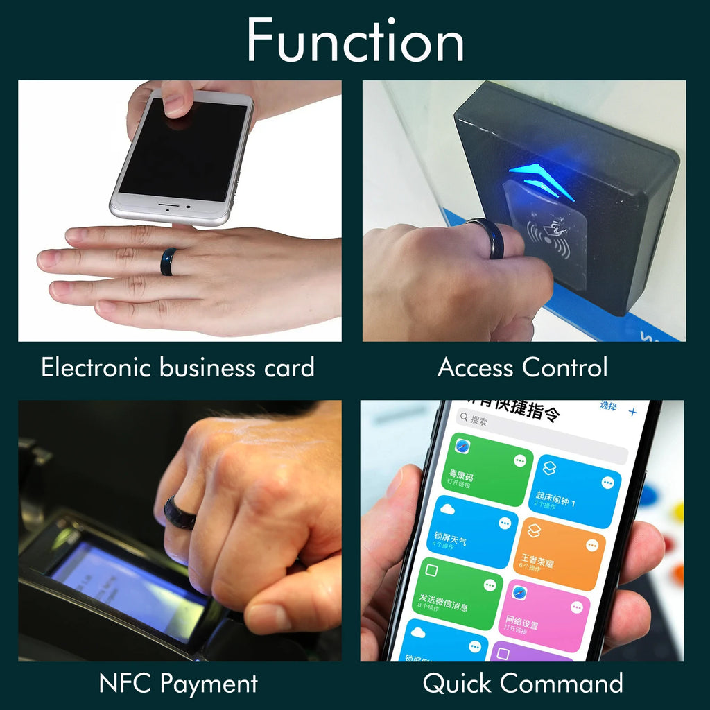 NFC Programmable Ceramic Smart Health Ring - 888 Bytes Waterproof Tidesmit