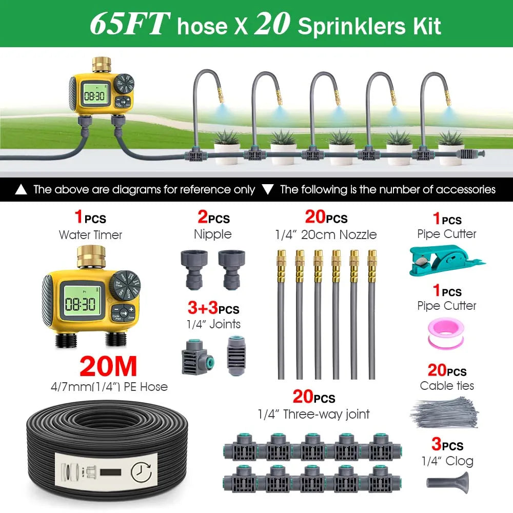 Gardening Dual-Way Independent Control Irrigation Timer Mist Cooling Kit Custom DIY Watering Schedule Quick Connect Accessories
