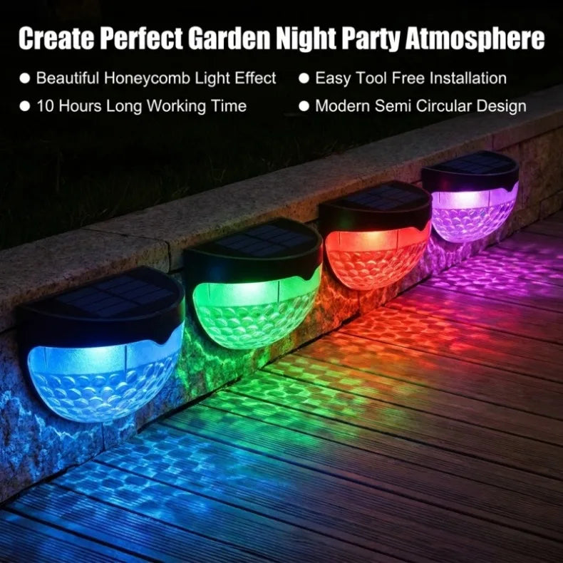 6 Pack RGB Solar Fence Lights, Deck Lights Solar Powered Outdoor Waterproof Fence Lighting for Fence Deck Step Stair Post Wall. (Black)Outdoor waterproof wall lamp, garden energy lamp, garden step, terrace, staircase, flower