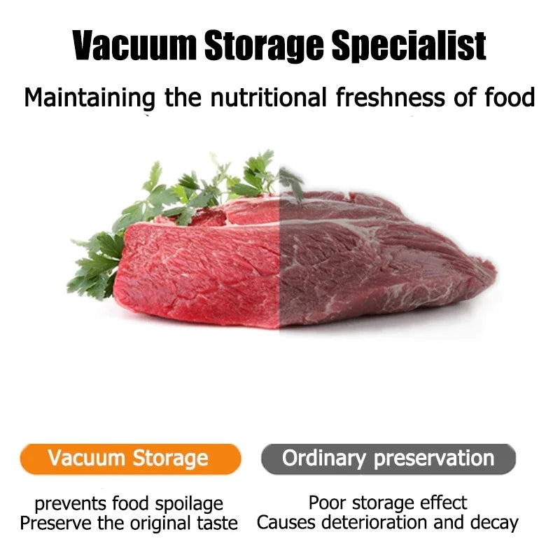 Electric Vacuum Sealer Food Storage Seal Touch Button Dry/Wet Built-in Cutter Kitchen Food Sealing Vacuum Packaging Machine