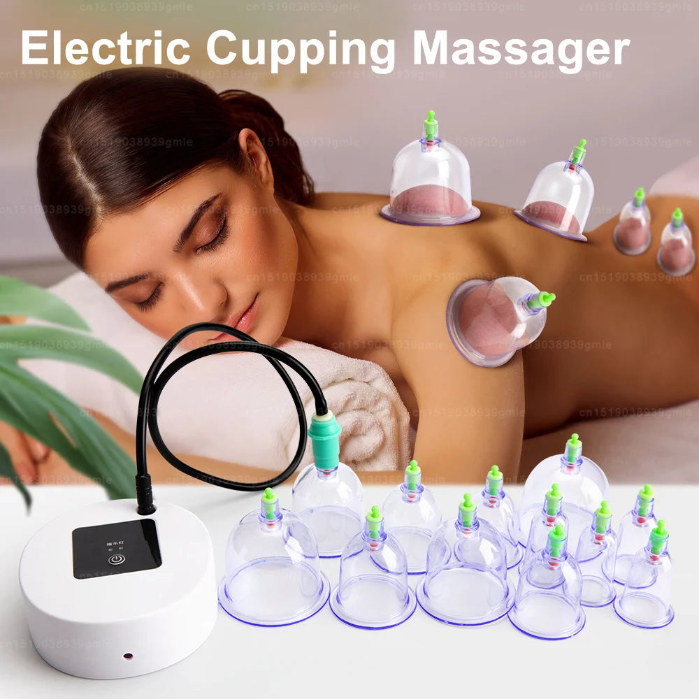 Electric Cupping Therapy Set for Back Massage | 12-Piece Wellness Kit Relaxation Treatment Tidesmit