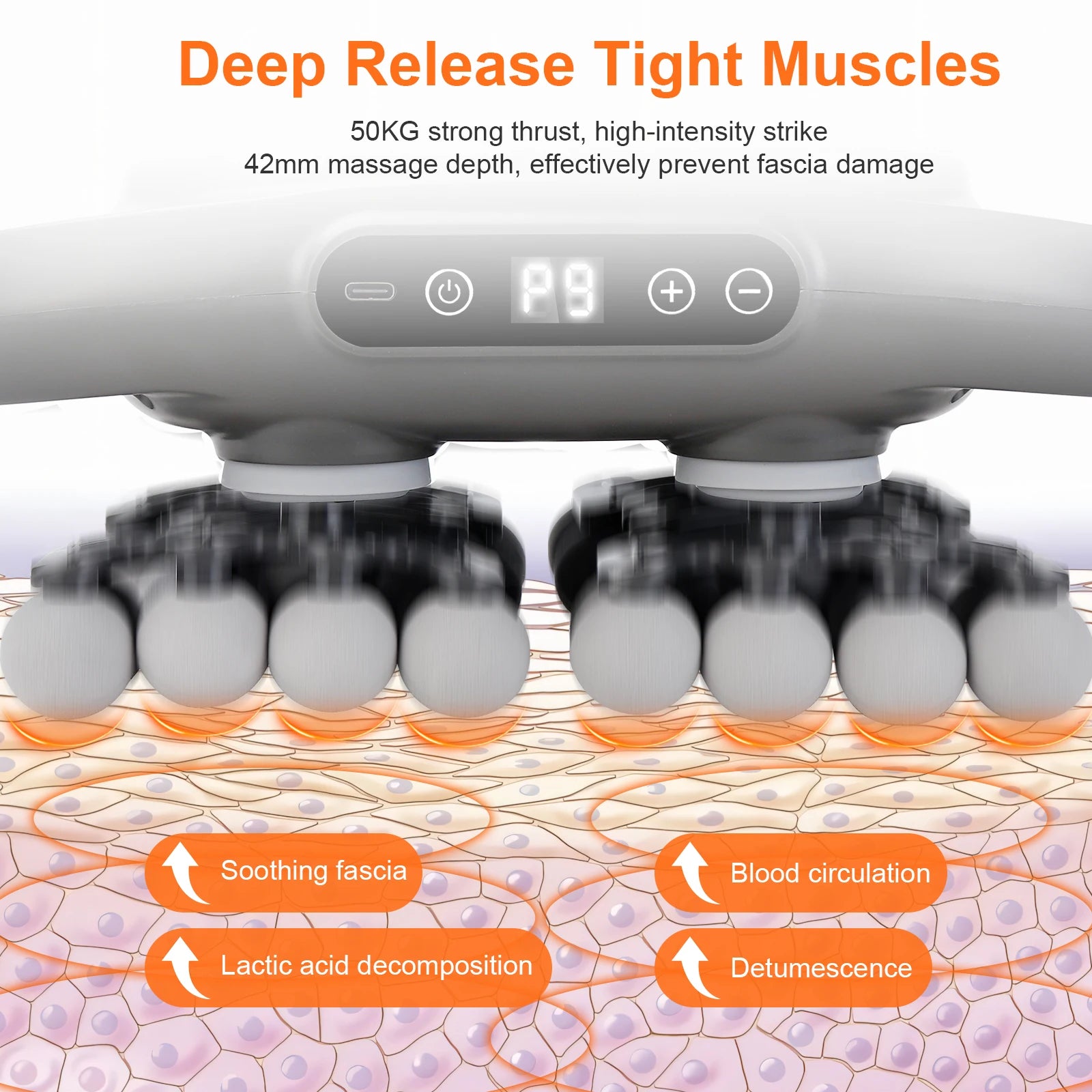 Deep Tissue Massage Gun - Portable Electric Massager with 42 Heads Body Shaping Massage Equipment Tidesmit