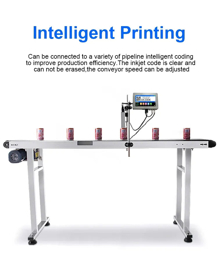 Intelligent online inkjet printer system with conveyor frame and multiple coded cans