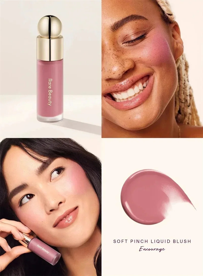 Tidesmit Rare Beauty silky liquid highlighter and blush texture close-up for radiant long-lasting face makeup