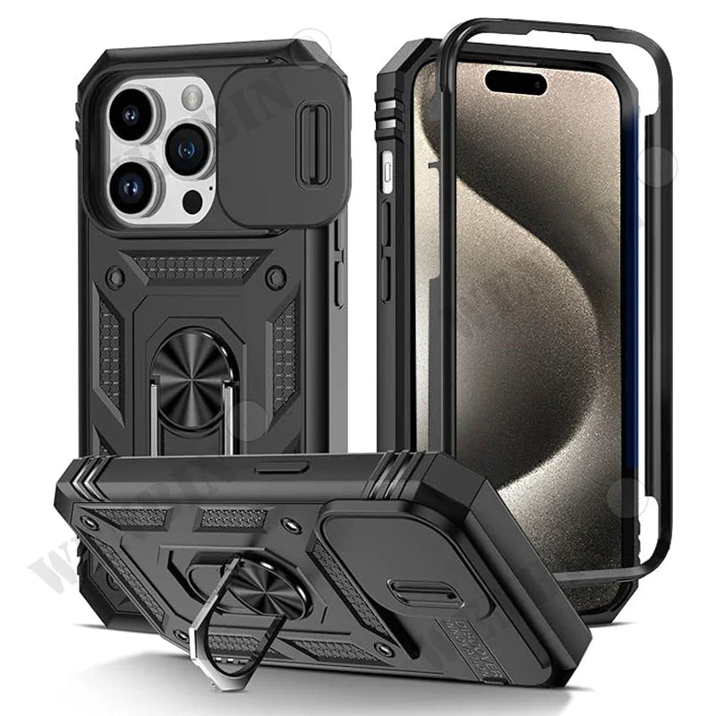 iPhone 16 Pro Max Case with Kickstand and Camera Guard Protection Black Tidesmit