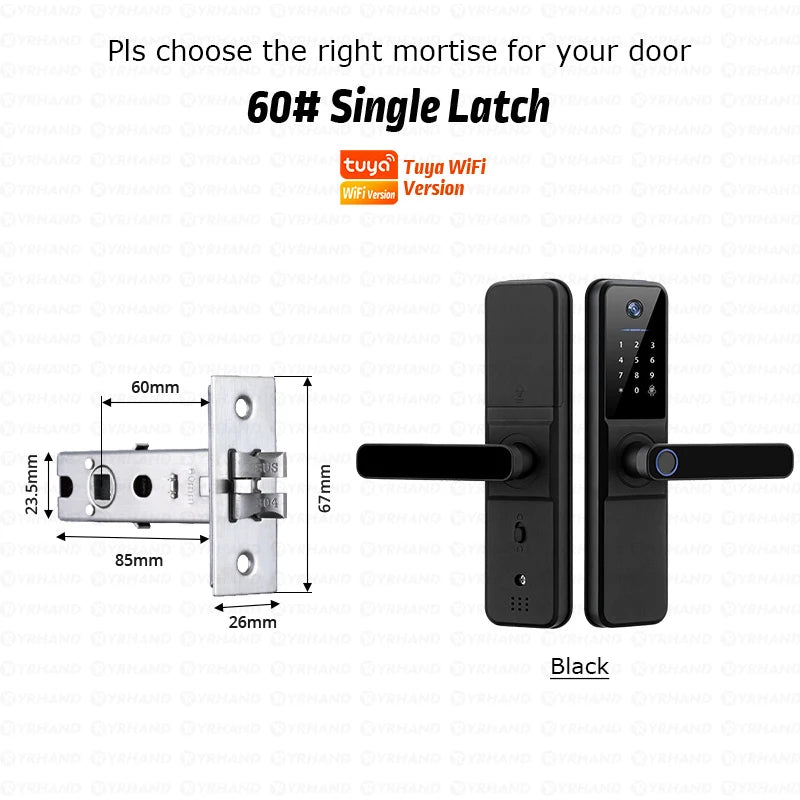 YRHAND Tuya Wifi fechadura eletronica digital Smart Door Lock With Biometric Camera Fingerprint Smart Card Password For home