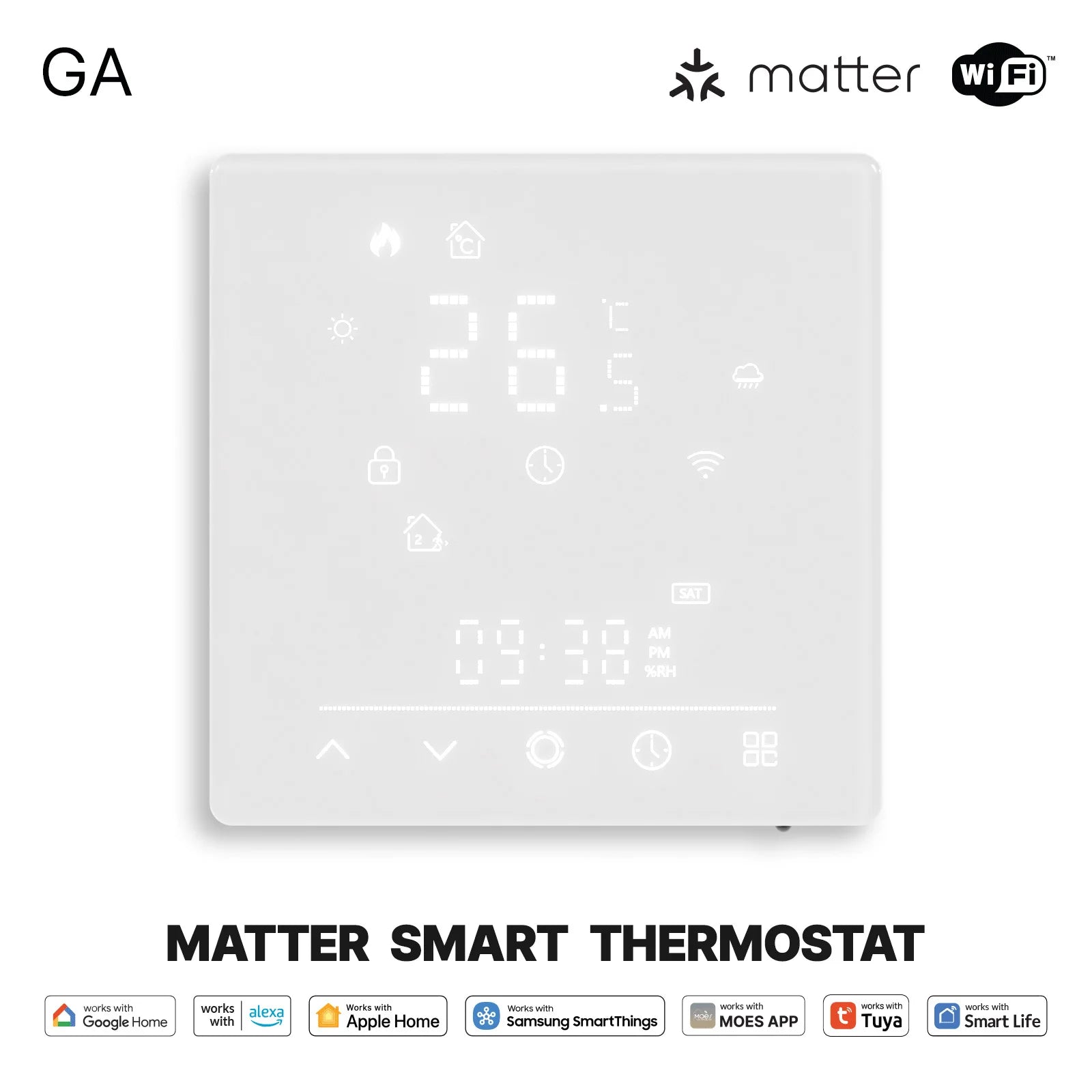 Moes Matter Smart Thermostat Works with Apple HomeKit Alexa Google Home SmartThings Programmable Temp Controller GA GB GC