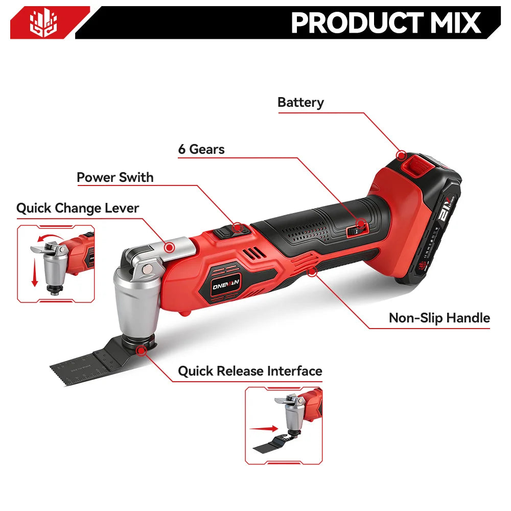 20000OPM Oscillating Multifunction Tool 6Gear Electric Trimmer Saw Shovel Cutting Woodworking Tool For Makita 18V Battery Pin