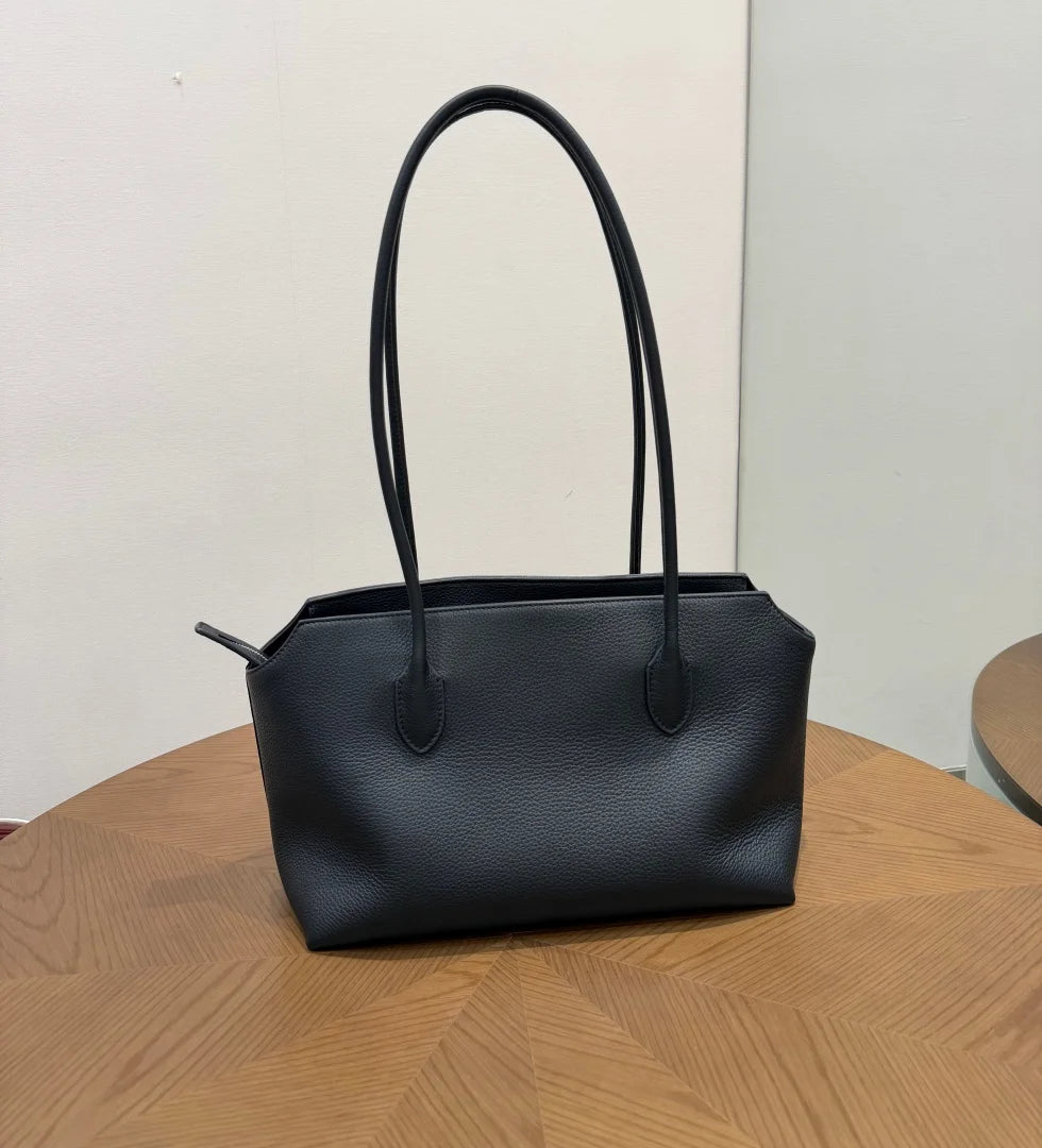 2026 new cow spine leather large capacity shoulder bag, leather handbag, commuting leather women's bag, high-end customized vers