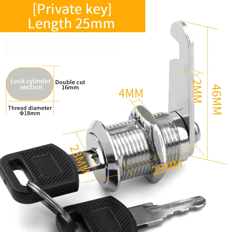 5Set Security Lock Metal Cylinder Cabinet Locker Cam Lock With Keys Security Mailbox Lock Drawer 16mm/20MM/25MM/30MM