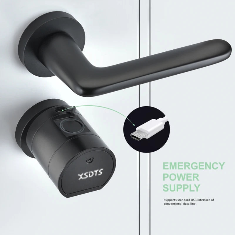 XSDTS Cylinder Electronic Smart Door Lock  Tuya APP Fingerprint Digital Keypad Key Card Remote Control Adjustable Home Apartment