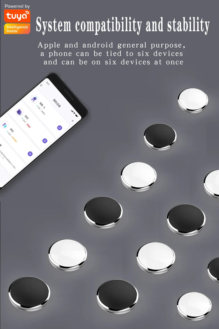 Mini GPS Tracker Locator Tuya Smart Life APP Key Finder Keychain Phones Kids Pet Item Anti Loss Alarm Smart Tag Finder