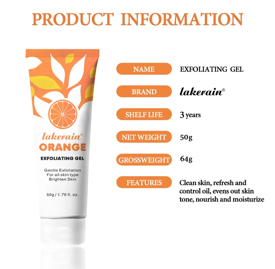 Orange Peeling Gel Body Exfoliator - Natural Deep Cleansing 50g Scrubs Treatments Tidesmit