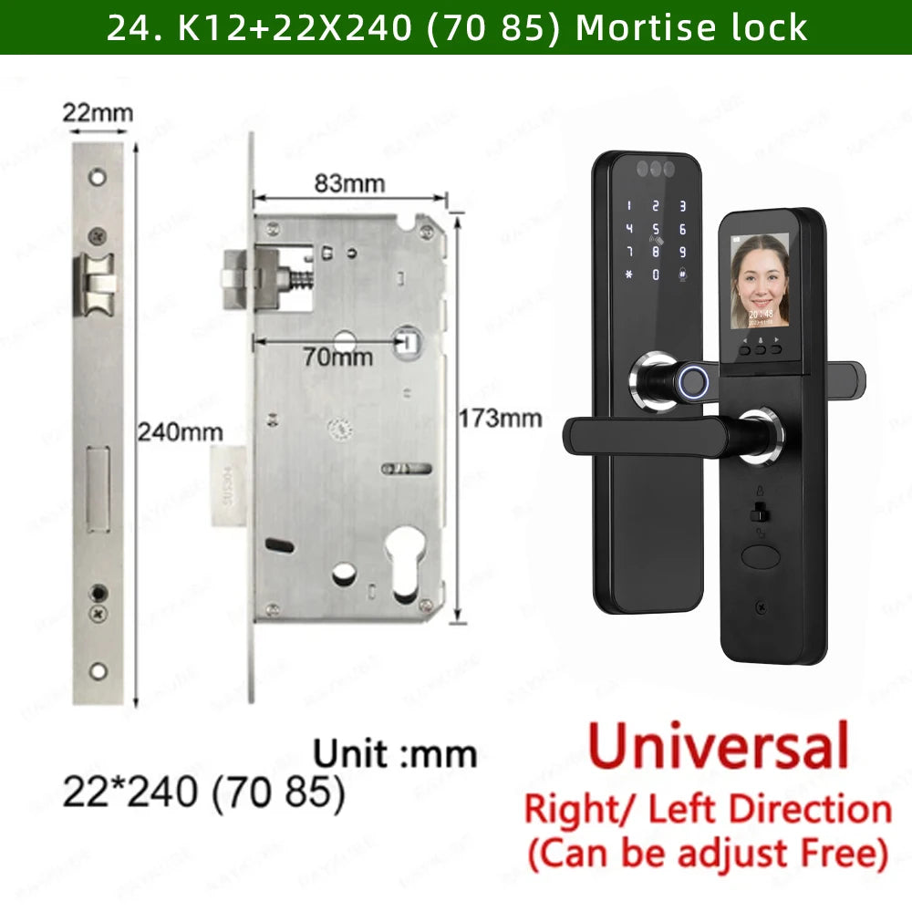 CDOK K12 Tuya WiFi smart door lock, remote unlocking, with cat-eye camera and face unlocking