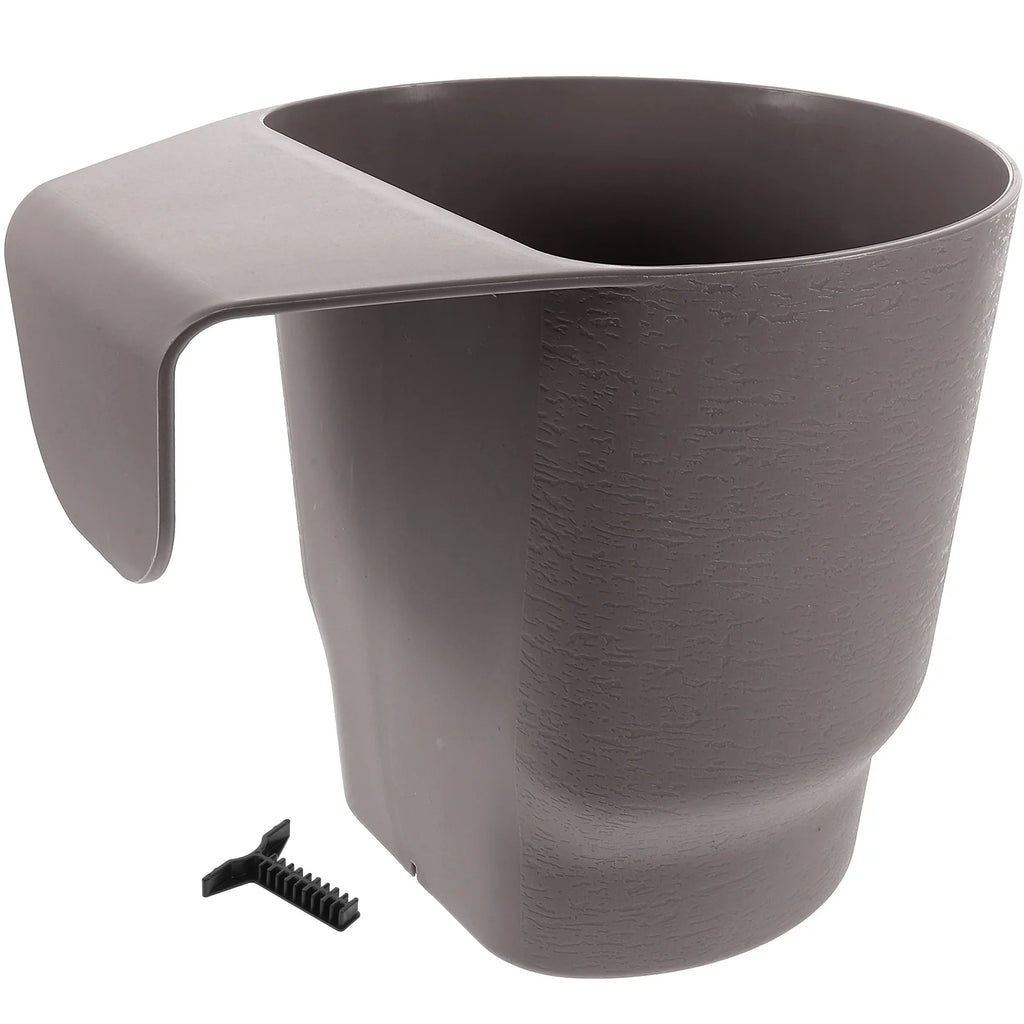 Round Black Thickened Plastic Hanging Plant Pot Railing Flower Planter Balcony Wall Decorative Flowerpot Garden Supplies