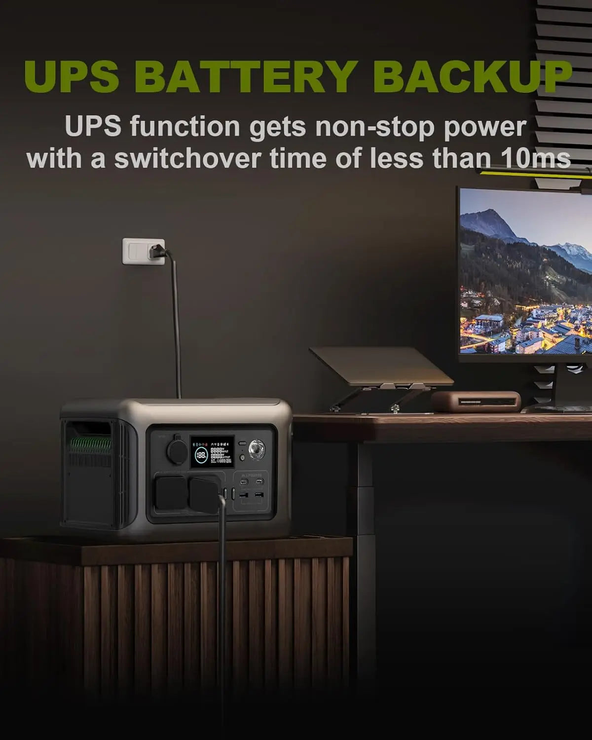 Portable Power Station 299Wh 600W LiFePO4 Fast Charging Battery Tidesmit