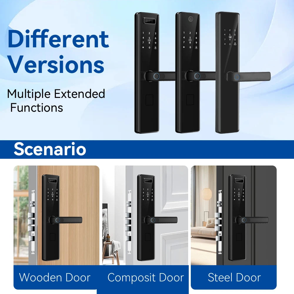 Rfid Keyless Tuya Wifi 3D Face Recognition Digital Electronic Lock Handle Fingerprint Smart Door Lock With Camera