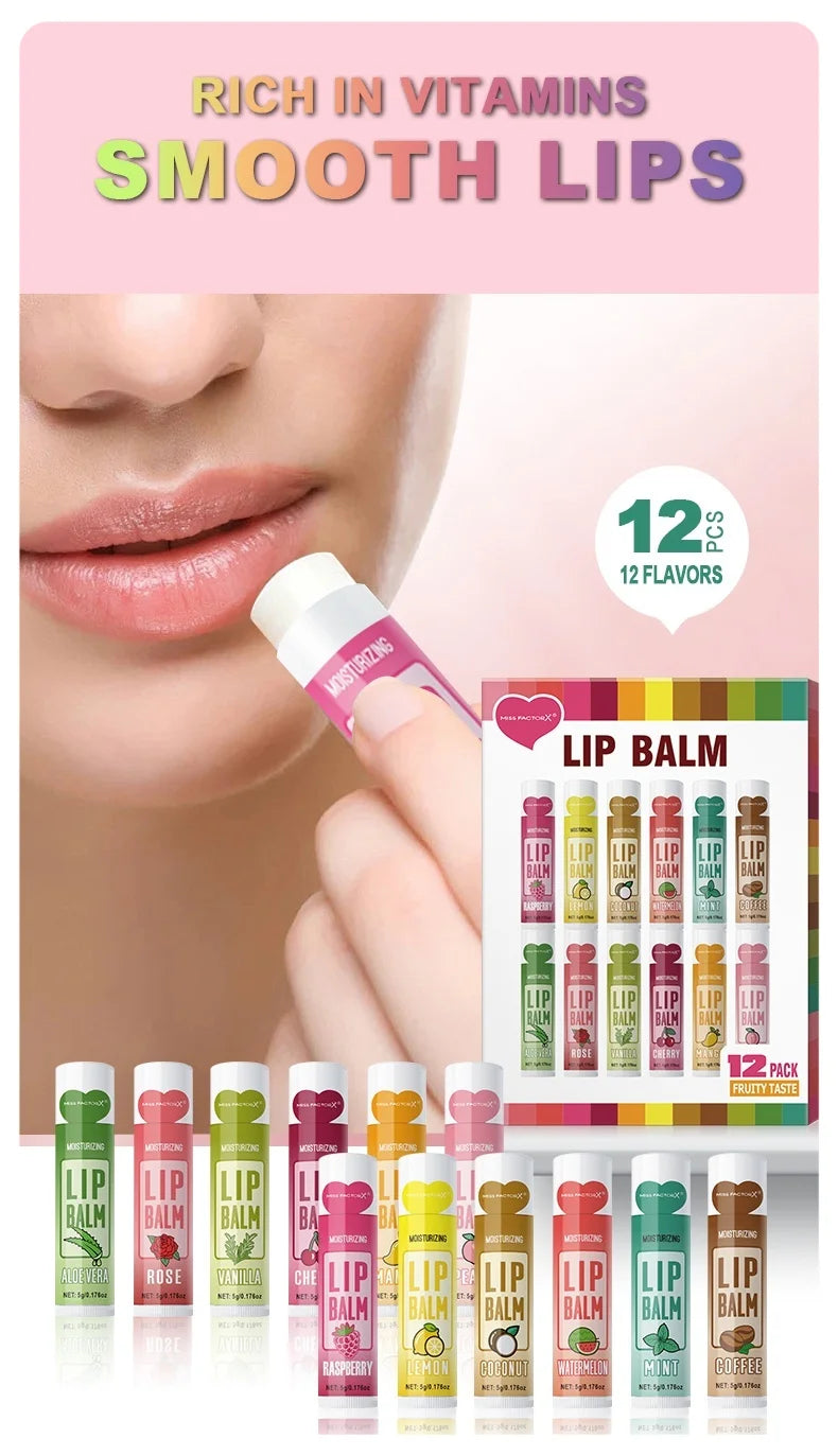 Lip Balm Set - 12-Piece Moisturizing and Exfoliating Care by Tidesmit Lip Care Tidesmit