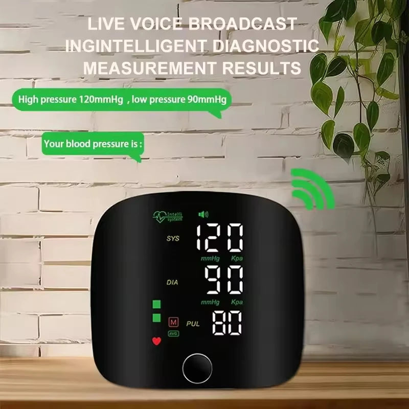 Voice Portable LED Wrist Blood Pressure Monitor Portable Rechargeable Digital Tonometer Sphygmomanometer BP Monitor
