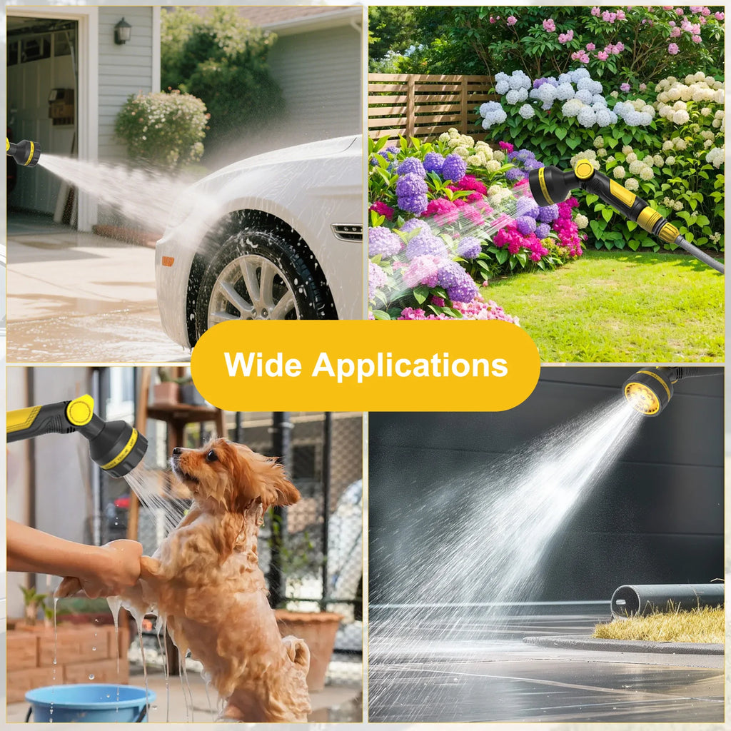 15M Auto Retractable Garden Hose Reel Full Surround Protective Water Pipe Cart Quick Connect Sprayer Gun 10 Spray Modes Yard Irrigation Car Washing Hose Set