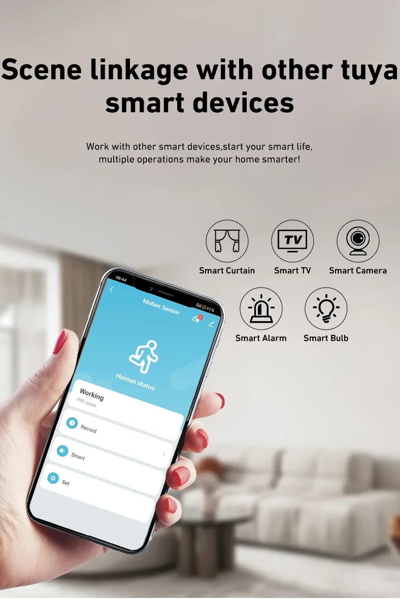 Smart PIR Motion Sensor WiFi Infrared Detector for Home Automation Tidesmit