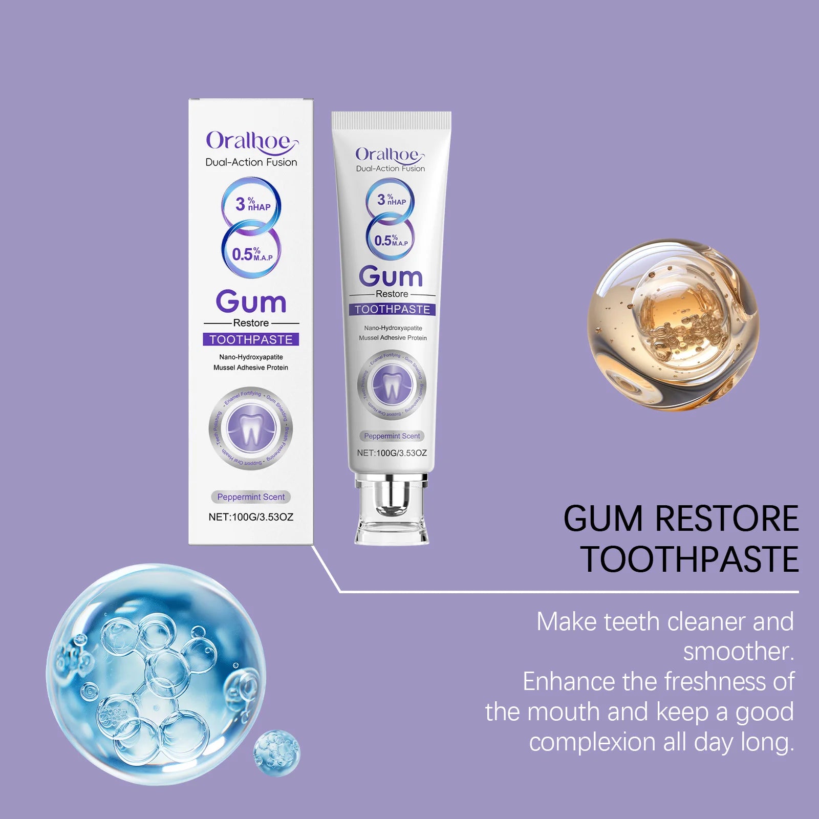 Tidesmit gum repair whitening toothpaste for sensitive teeth, plaque removal, and deep enamel cleaning.