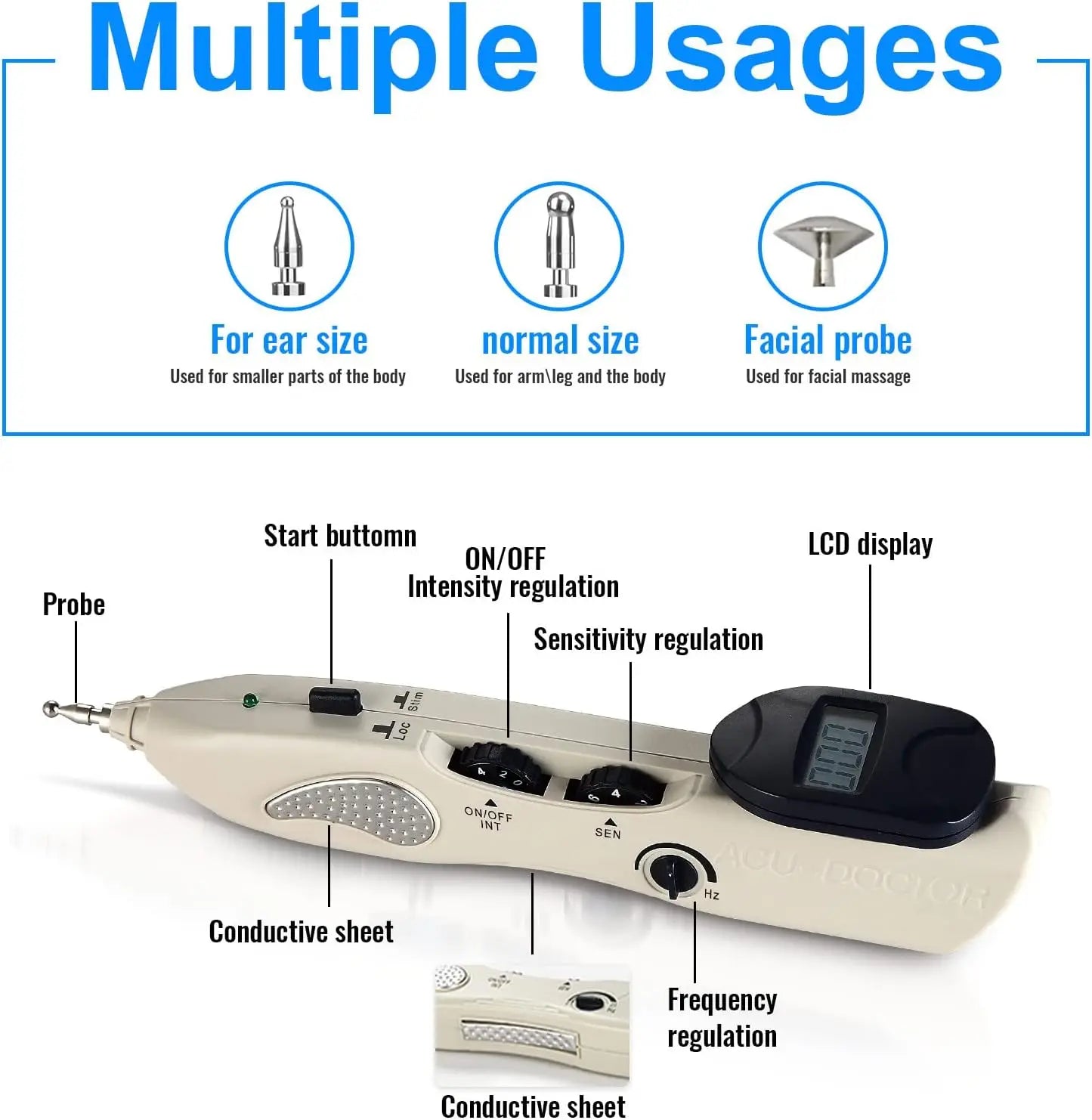 Electric Acupuncture Pen - Rechargeable Muscle Relief Massage Tool Back Massage Instrument Tidesmit