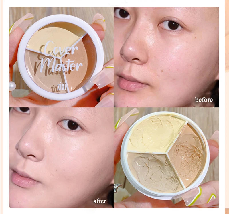 Tidesmit 3 color concealer palette for dark circles and nose contouring featuring high coverage creamy face makeup