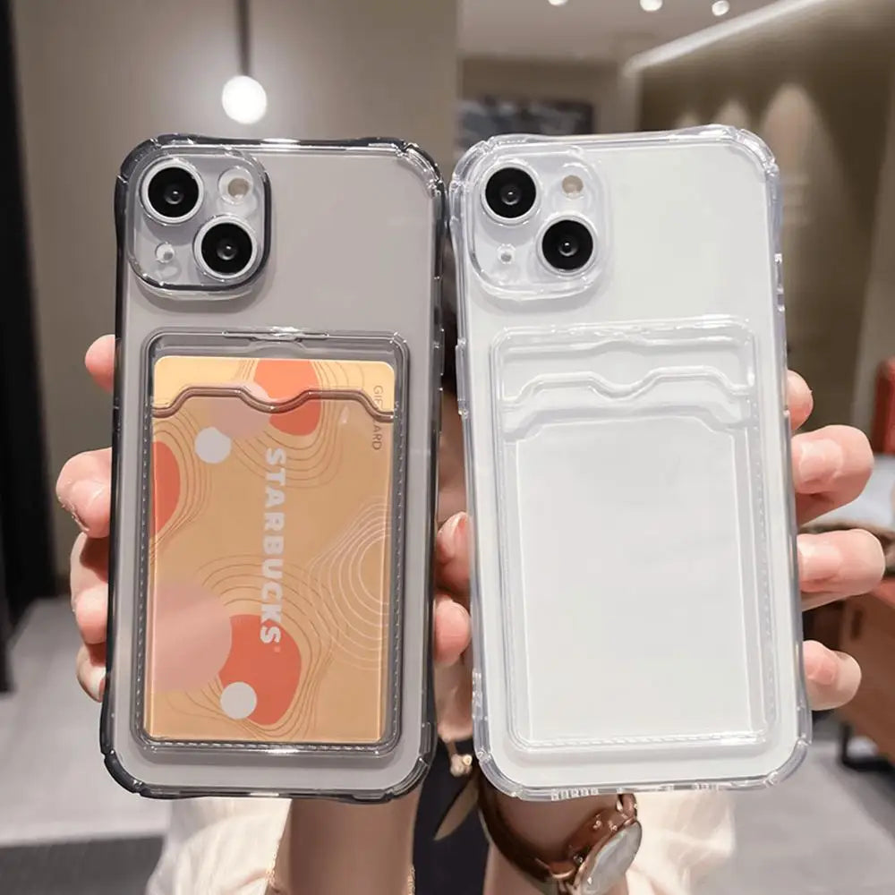 Clear Slim Phone Case with Card Holder for iPhone - Shock-Absorbing Cover Tidesmit