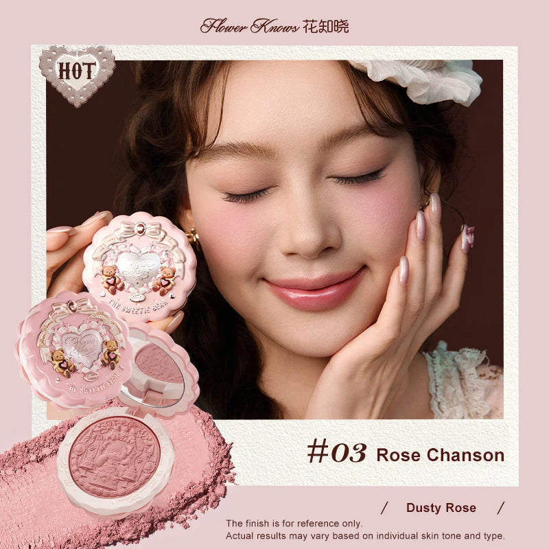 Tidesmit Sweetie Bear silk satin blush texture close-up soft matte waterproof buildable vegan cheek powder