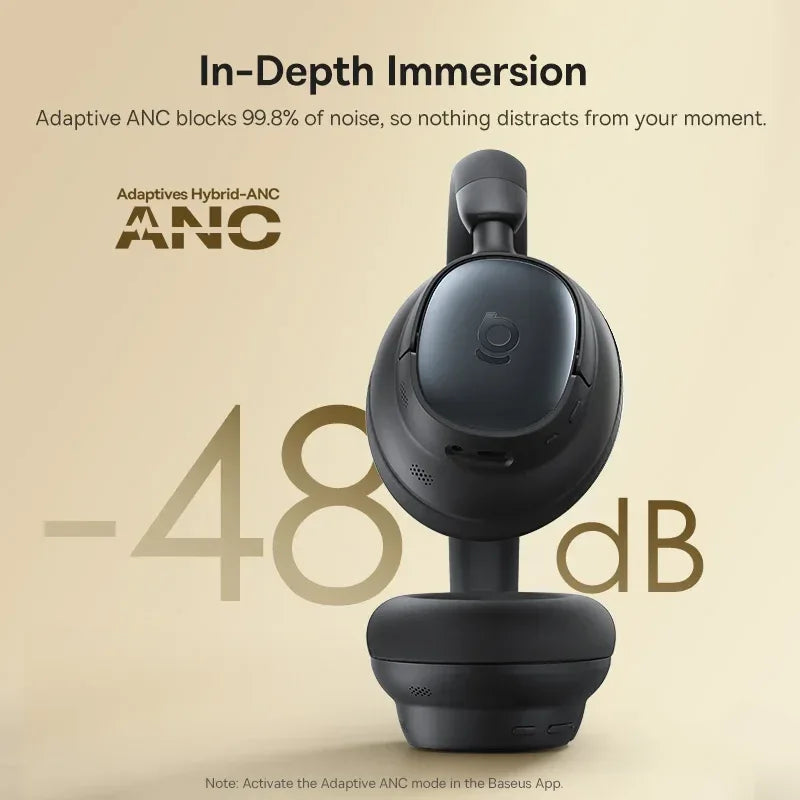 Tidesmit Wireless Noise Cancelling Headphones - 80H Playtime Hi-Res Audio Tidesmit