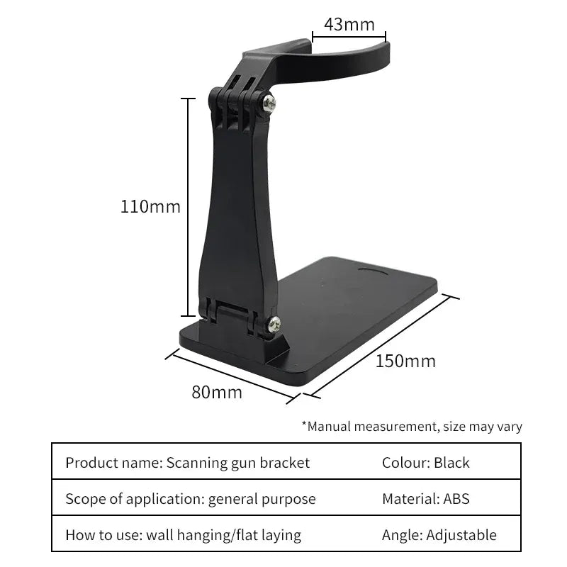 Universal Adjustable Barcode Scanner Stand Barcode Reader Stand, Large Base, Removable, Super Stable, Compatible with All Types