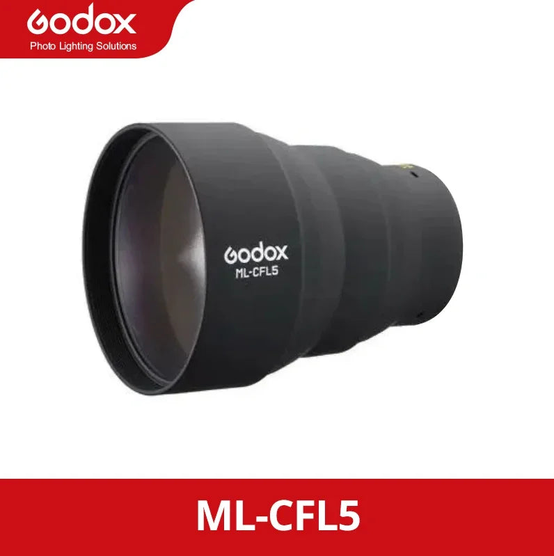 ML-CFL5 conical optical snoot attachment in matte black, featuring a lens for focused lighting effects.