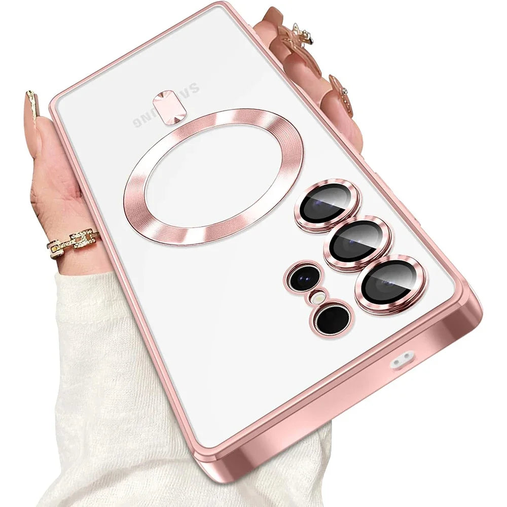 Magnetic Phone Case for Samsung Galaxy S26 Ultra - Shock-Absorbing Plating Pink Tidesmit