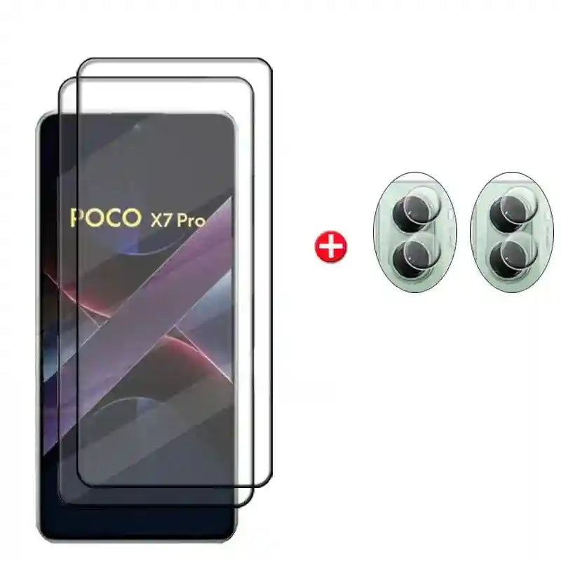 Poco X7 Pro Screen Protector: 6-in-1 Tempered Glass & Lens Kit AE 2 Glass and 2 Lens For Poco X7 Pro Tidesmit