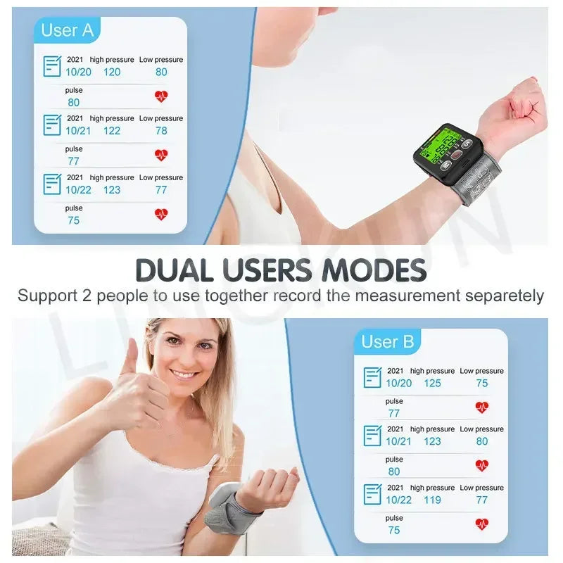 English Voice High Accurate BP Monitors Wrist Blood Pressure Monitor Tonometer Digital Sphygmomanometer Electronic Bp Monitors